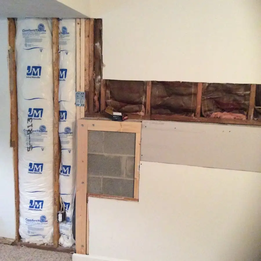 Wall insulation replacement during Basement Flood Cleanup in Seabrook